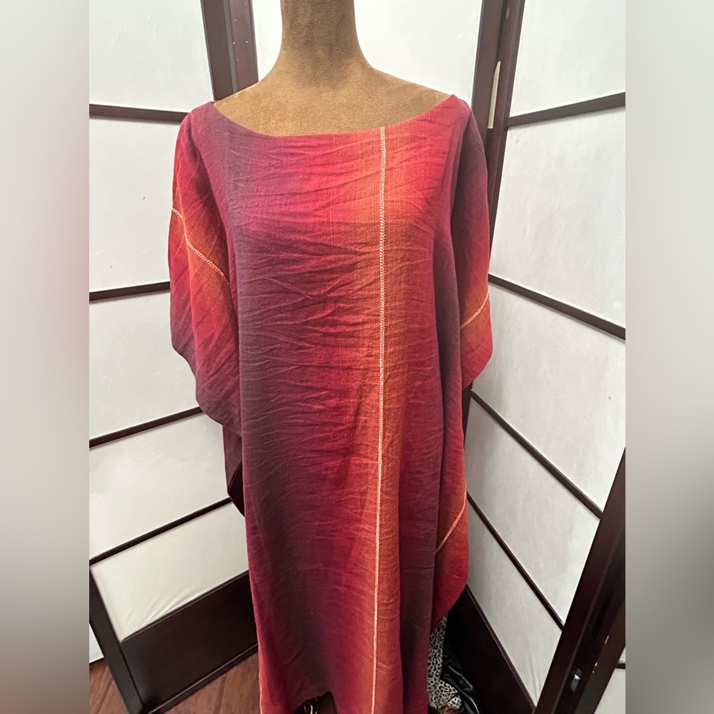 Eskandar European made long linen and cotton dress with side slits